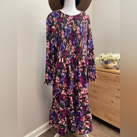 100% Cotton Long Sleeve Floral Dress - Picture 5 of 14